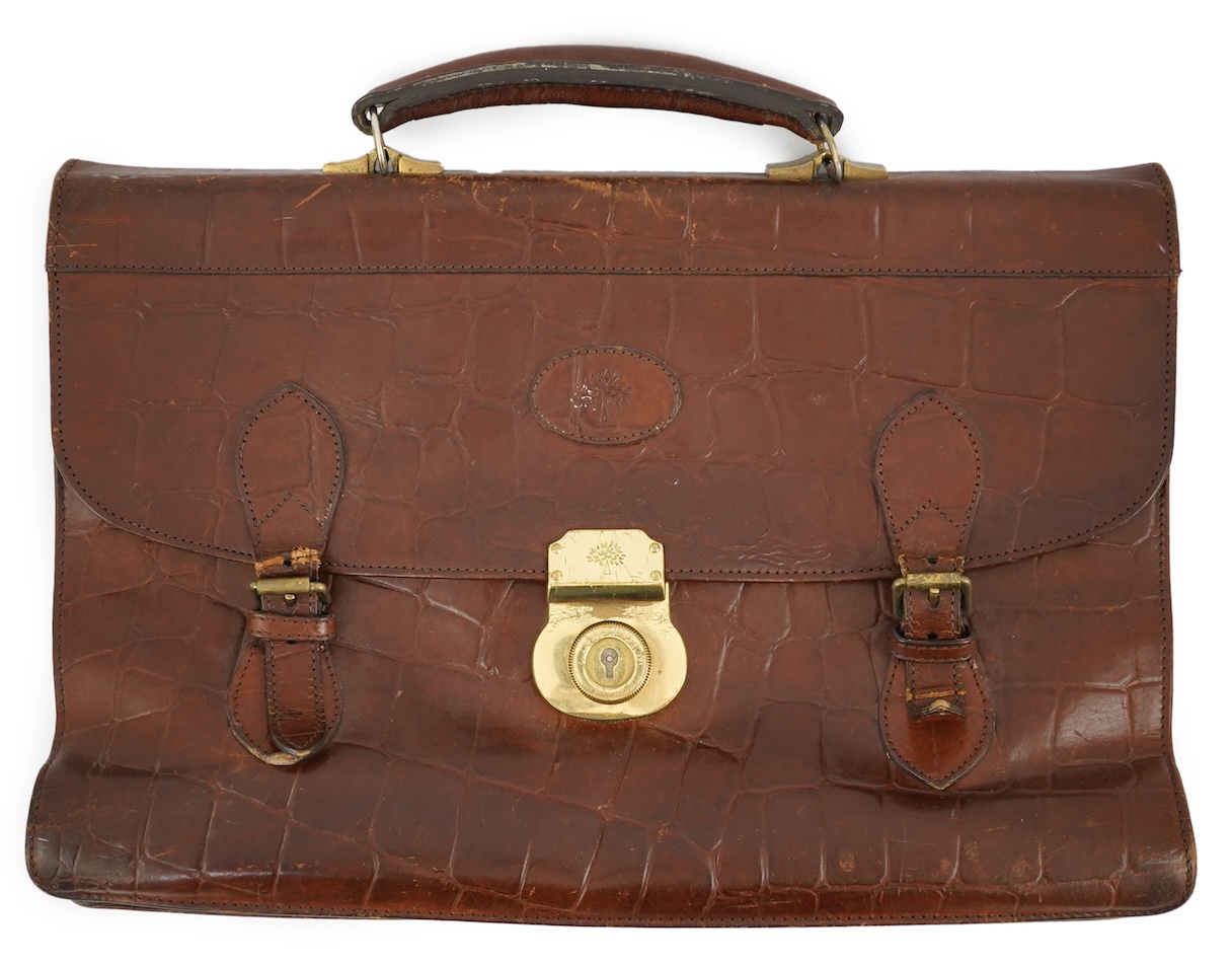 A vintage Mulberry 'faux' crocodile briefcase